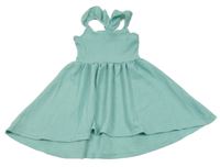 Mentolové mačkané letné šaty s volánikmi Kiki&Koko