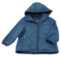 Modrá šusťákovo/softshellová jarní zateplená bunda s kapucí C&A