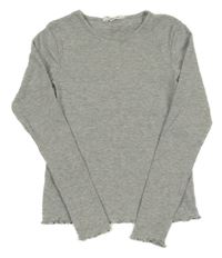 Sivé melírované rebrované tričko MANGO