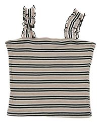 Černo-starorůžovo-bílý pruhovaný žebrovaný crop top New Look