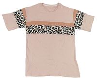 Ružové tričko s pruhmi s leopardím vzorom George