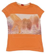 Oranžové tričko s potlačou S. Oliver