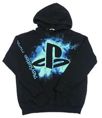 Čierna mikina s logem Play Station a kapucňou H&M