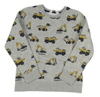 Sivá melírovaná mikina so stavebními stroji H&M