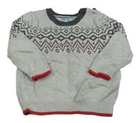 Sivý melírovaný sveter so vzorom GAP