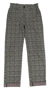 Šedo-černo-růžové kostkované kalhoty Primark