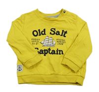 Horčicová mikina s loďkou a nápisom Original Marines