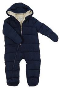 Tmavomodrá šušťáková zimná kombinéza s kapucňou F&F