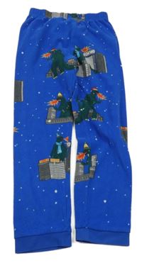 Modré fleecové pyžamové kalhoty s dinosaury a mrakodrapy M&S