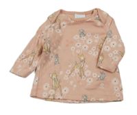 Staroružové kvetované tričko s Bambim a Thumperem Disney