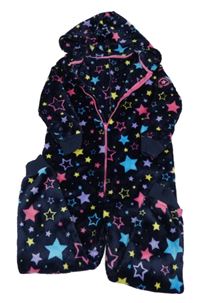 Tmavomodrá chlpatá kombinéza s hviezdami a kapucňou ThreadGirls