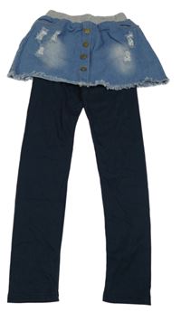 Modrá rifľová sukňa s všitými legínami