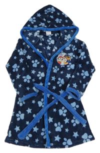 Tmavomodrý chlupatý župan s tlapkami a kapucí - Paw Patrol Nickelodeon