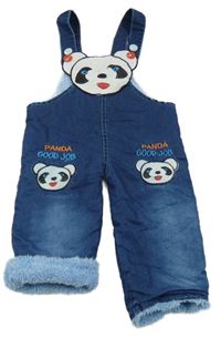 Modré laclové zateplené rifle s pandami