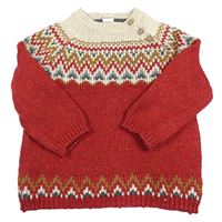 Červeno-béžový svetr se vzorem H&M