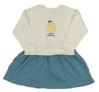 Smetanovo-petrolejové teplákové šaty s hruškou Cool Club