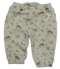 Smotanové prešívané tepláky so srnkami a listami C&A