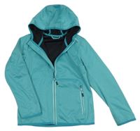 Azurová melírovaná softshellová funkční bunda s kapucí CMP