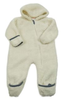 Smotanová chlpatá kombinéza s kapucňou Pusblu