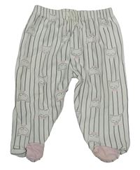 Smetanovo-tmvaošedé pruhované polodupky s mačkami