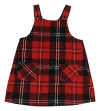 Červeno-čierno-biele kockované vlnené šaty Matalan