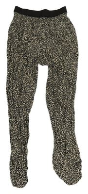 Béžovo-čierne ľahké nohavice s leopardím vzorom Yd.