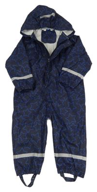 Tmavomodrá nepromokavá kombinéza s hvězdami a kapucí