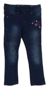 Tmavomodré džegíny so srdiečkami Kiki&Koko