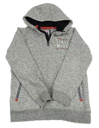 Sivá melírovaná mikina s nápisom a kapucňou C&A