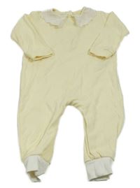 Svetložltý bodkovaná ý rebrovaný overal s golierikom s madeirou Next