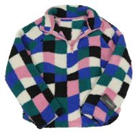 Nové - Barevná kostkovaná chlupatá mikina Dunnes