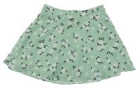 Zelená květovaná šifonová sukně New Look
