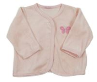 Svetloružová zamatová ľahká prepínaci mikina s motýlom