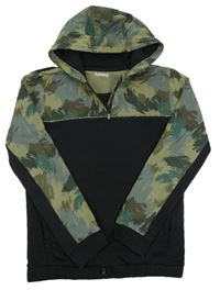 Černo-khaki mikina se vzorem a kapucí Nutmeg