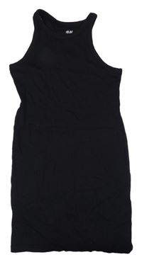 Čierne rebrované elastické šaty H&M