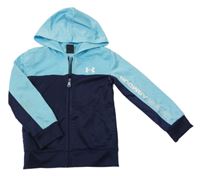 Světlemodro-tmavomodrá športová prepínaci mikina s logom a kapucňou Under Armour