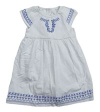 Bielo-modré vzorované šaty s všitým body Tu