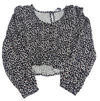 Černo-smetanovo-hnědá crop lehká halenka s leopardím vzorem Primark