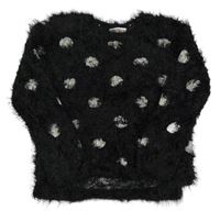Čierny bodkovaná ý chlpatý sveter H&M