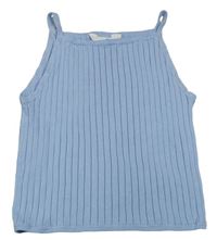 Svetlomodrý úpletový rebrovaný crop top H&M