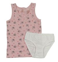 2 set - Světlerůžová vzorovaná košilka + bílé kalhotky 