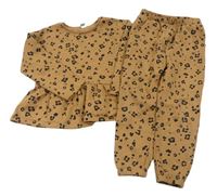 2 set - Béžová leopardí mikina s volánkem + tepláky Tu