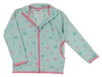 Světlemodro-ružová fleecová prepínaci mikina s hviezdičkami