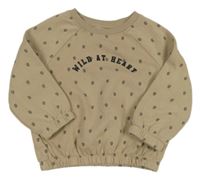 Béžová vzorovaná oversize mikina s nápisom Dunnes