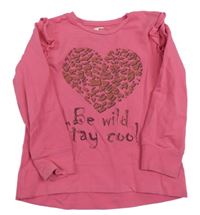 Růžové triko se srdcem a volánky Name it