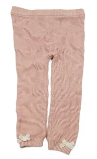 Svetloružové pletené nohavice s mašličkami