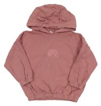 Staroružová oversize mikina s dúhou a kapucňou Next