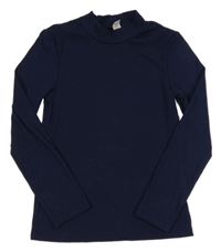 Tmavomodré rebrované tričko Tu