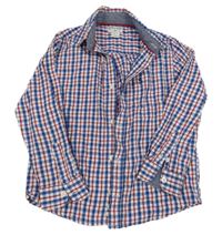 Bielo-červeno-modrá kockovaná košeľa