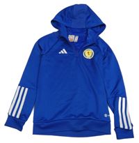 Modrá sportovní mikina s logem a kapucí Adidas